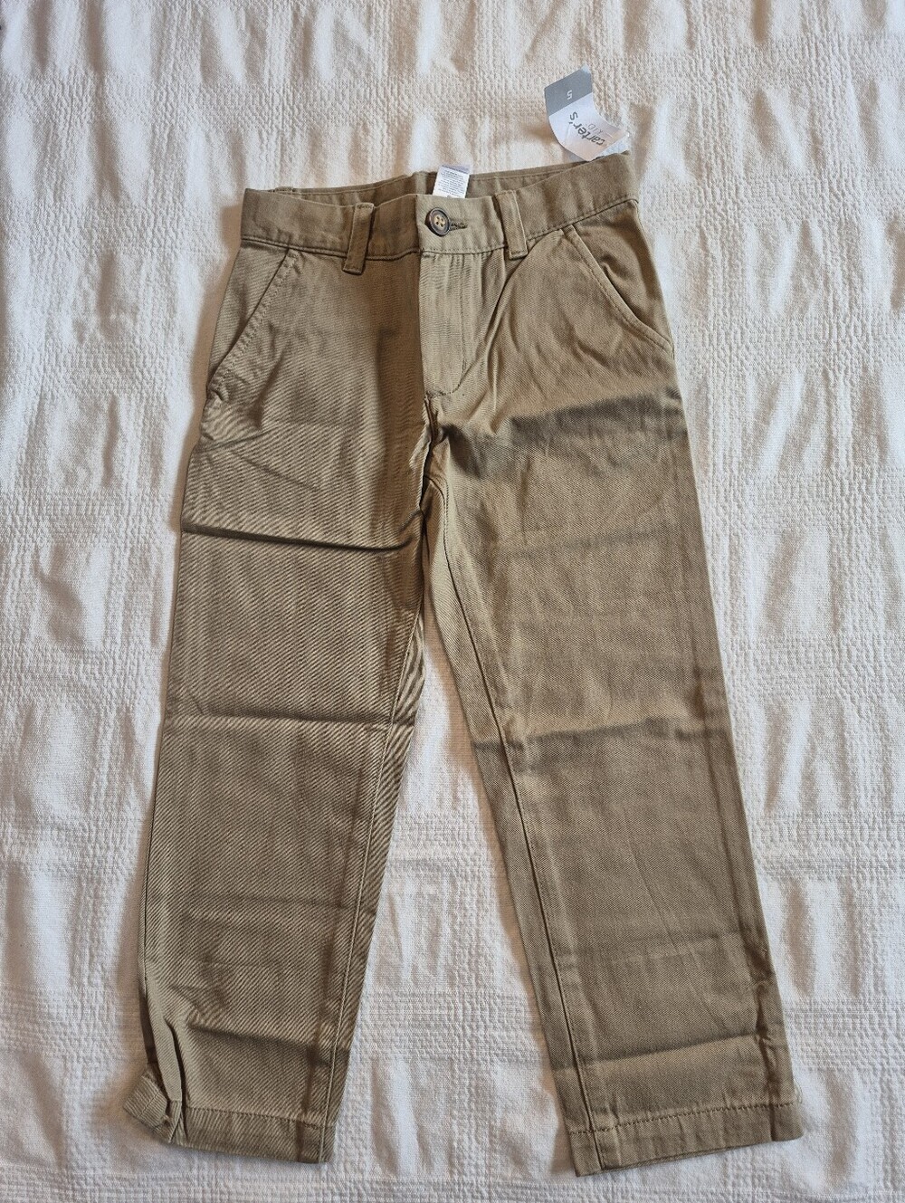 Carter's boys size 5 tan khaki pants adjustable waist NWT